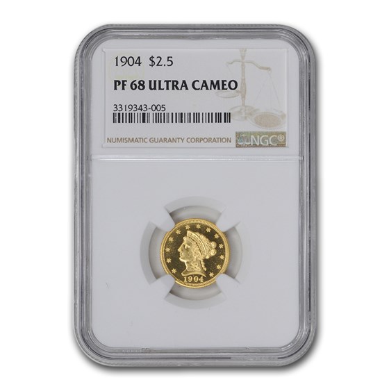 1904 $2.50 Liberty Gold Quarter Eagle PF-68 UCAM NGC 1904 $2.50 Liberty Gold Quarter Eagle PF-68 UCAM NGC